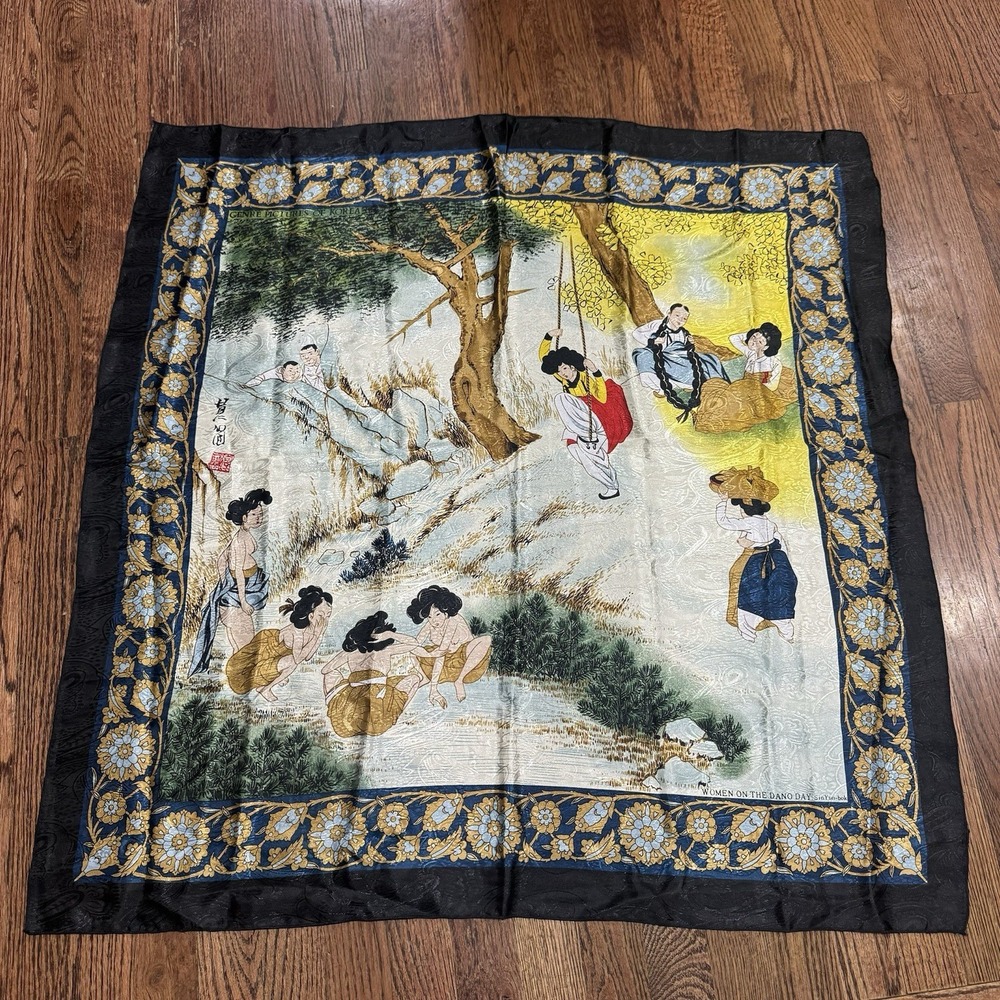 Dano Pungjeong Korean Art Handkerchief, Shin Yun-bok Joseon Dynasty Painting